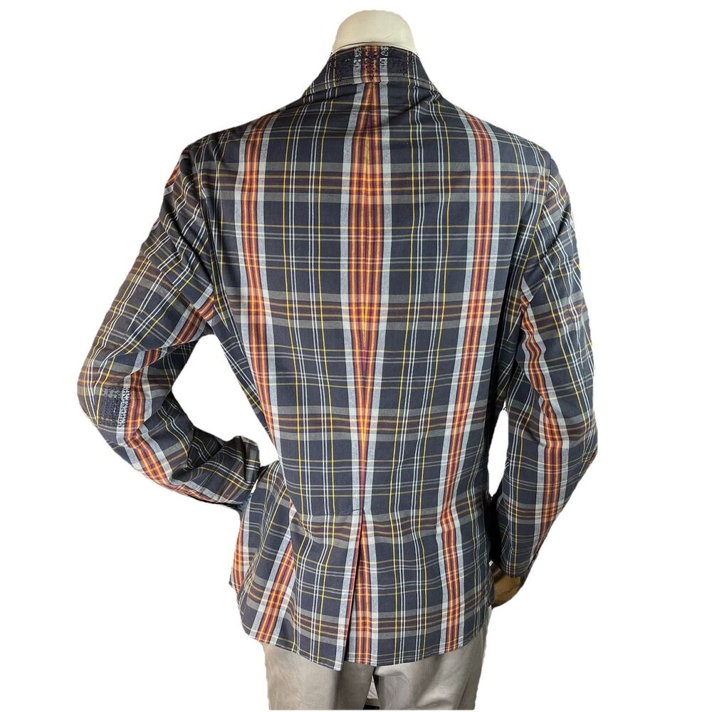 Polo Ralph Lauren Vtg 90s Distressed Madras Plaid Sport Coat Blazer 44R Preppy - Picture 6 of 16